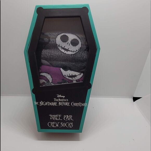 3 pack of The Nightmare Before Christmas crew socks in coffin shaped box - Picture 6 of 7